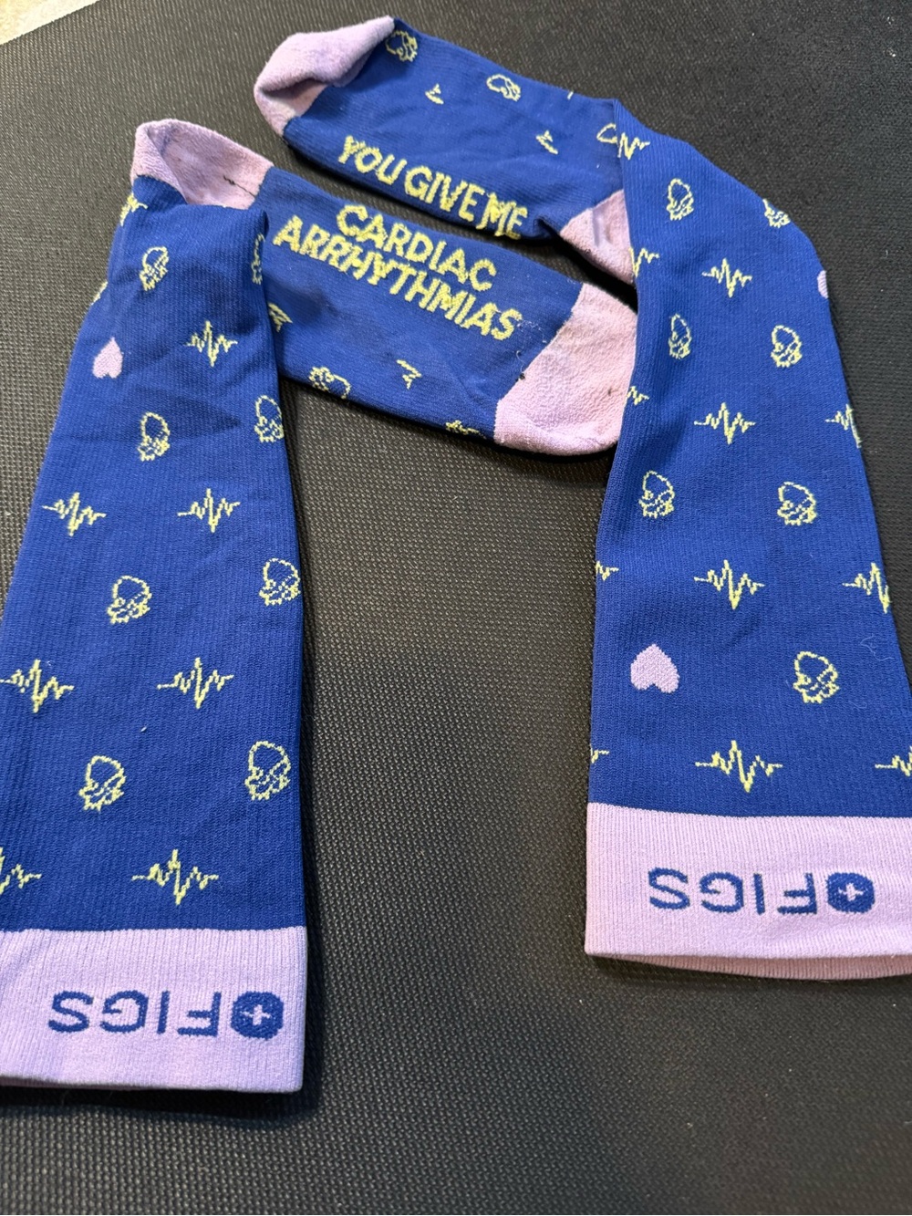 FIGS Navy Compression Socks with Pink Cuff
